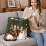 Personalized Cartoon Pet Knitting Design Large Capacity Corduroy Tote Bag Travel Essential Christmas Gift for Family Friends