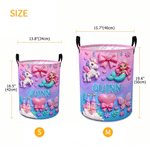 Personalised Cartoon Mermaid Car Dinosaur Pattern Laundry Basket with Name Children's Room Use Birthday Gift for Kids