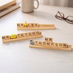 Personalized Apple Pencil Charm Scrabble Letter Block Wooden Name Sign Classroom Desk Decor Back to School Appreciation Gift for Teacher