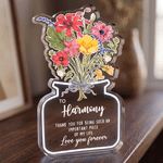 Personalised Love You Forever Flower Acrylic Plaque with Name Home Decor Anniversary Thanksgiving Day Gift for Mum Woman Wife