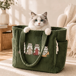 Personalized Cartoon Pet Knitting Design Large Capacity Corduroy Tote Bag Travel Essential Christmas Gift for Family Friends