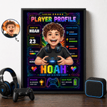 Individuell gestaltete Leinwanddrucke mit Cartoon-Figuren als Spielerprofile und Namen – Wohnaccessoires, Versand aus den USA – Geschenk für Spieleabende und Geburtstage für Kinder und Gamer
