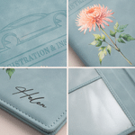 Portadocumenti personalizzato in pelle PU con motivo floreale del mese di nascita, porta targa e porta documenti con nome, ideale per l'uso quotidiano, come regalo di compleanno o per l'acquisto di un