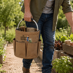 Personalized Birth Flower Cartoon Character Gardening Bag with Text and Name Retirement Birthday Gift for Gardening Lovers