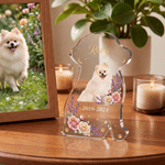 Individuelles Blumen-Hundeporträt – Acryl-Ornament in Sternform mit Name und Jahr – Wohnaccessoire, Gedenkgeschenk, Beileidsgeschenk bei Verlust eines Haustieres für Tierhalter