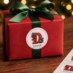 Personalized Christmas Theme Initial Waterproof Sticker Labels with Name Christmas Decor Party Favors for Family Friends