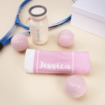 Personalised 3 Tennis Balls Sports Towel Tumbler Gift Set with Name Birthday Party Favors Match Day Club Gift for Tennis Lovers