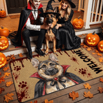 Personalized Halloween Vampire 1-3 Pet Photos Welcome Doormat Home Decor Halloween Party Gift for Pet Owners Lovers