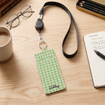 Personalised Gingham Pen Holder Pouch with Name and Retractable Badge Reel Daily Use Back to School Appreciation Gift for Teachers Educators