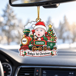 Gepersonaliseerde acrylversiering met foto van de baby’s eerste kerst, voorzien van naam en jaartal – Woonaccessoire en kerstcadeau voor pasgeborenen en kersverse ouders