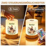 Personalisiertes Haustierfoto LED-Nachtlicht | mit Geburtsblumen & Namen | Touch-dimmbar | Geburtstag Geschenk für Tierliebhaber
