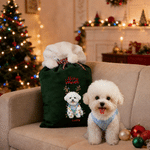 Personalised Christmas Watercolor Pet Photo Velvet Pom-Pom Santa Sack with Name Christmas Gift for Cat Dog Lovers