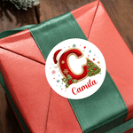Personalized Christmas Initial Waterproof Stickers with Name Festival Party Christmas Gift for Family Friends Kids