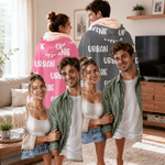 Personalised Oil Painting Style Couple Photo Soft Hooded Blanket with Name Daily Use Anniversary Birthday Gift for Couple