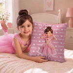 Personalized Cartoon Character Photo Soft Throw Pillow Cover with Name Home Decor Birthday Gift for Kid