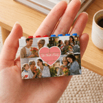 Gepersonaliseerde ABS-bouwsteenpuzzel met hartjespatroon voor 4 foto’s en tekst – kamerdecoratie, verjaardags- en kerstcadeau voor koppels en gezinnen