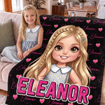 Personalized 3D-Style Art Black Boy Girl Photo Word Cloud Soft Throw Blanket with Name Home Decor Birthday Gift for Black Boy Girl