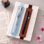 Personalized Birth Flower PU Leather Pen Cover Bookmark with Name Reading Souvenir Birthday Gift for Book Lovers Bookworms