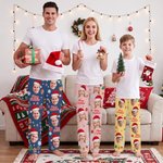 Personalized Merry Christmas Santa Hat Pet Photo Soft Pajama Pants Family Gathering Christmas Gift for Pet Lover