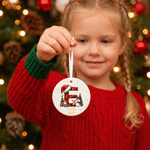 Personalized Christmas Theme Santa Hat Heart Circle Ornament with Name and Initial Home Decor Christmas Party Gift for Kids Friends