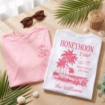 Personalised Honeymoon Club Cruise Ship T-shirt  with Name and Year Newlywed Wedding Anniversary Gift for Bride Newlywed Couple