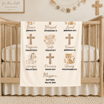 Personalized God Says I Am Cross Animal Soft Throw Blanket with Name and Date Nursery Decor Baptism Gift for Newborns Parents