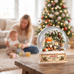 Personalised 3D-Effect Artwork Fox Hedgehog Crystal Ball Clear Acrylic Plaque with Name and Year Home Decor Baby's 1st Christmas Gift for New Baby