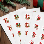 Personalized Christmas Initial Waterproof Stickers with Name Festival Party Christmas Gift for Family Friends Kids