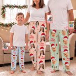 Personalized Merry Christmas Santa Hat Pet Photo Soft Pajama Pants Family Gathering Christmas Gift for Pet Lover