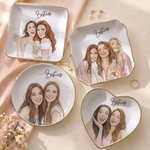 Personalized Watercolor Besties Photo Ceramic Jewelry Dish Home Decor Birthday Christmas Gift for Besties Friends