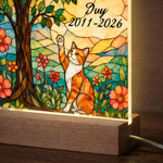 Personalised Stained Glass Style Pet Photo Clear Acrylic LED Night Light with Name and Year Pet Memorial Birthday Anniversary Gift for Pet Owners