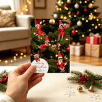 Personalised Christmas Theme Funny Elf Photos Greeting Card with Family Name and Year Christmas Gift for Family Friends