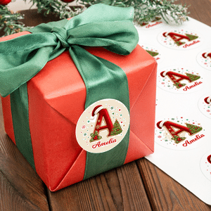 Personalized Christmas Initial Waterproof Stickers with Name Festival Party Christmas Gift for Family Friends Kids