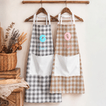 Personalized Embroidered Checkered Stars Polka Dots Pocket Apron with Initial and Name Kitchen Birthday Gift for Kids Cooking Lovers