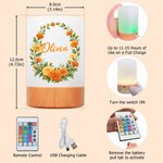 Personalized Birth Flower Wreath Dimmable Touch LED Night Light with Name and Remote Control Home Decor Birthday Gift for Woman Mom