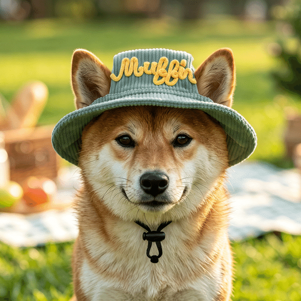 Personalised Multicolour Name Design Adjustable Corduroy Pet Bucket Hat with Ear Holes Pet Daily Wear Birthday Gift for Pet Owner