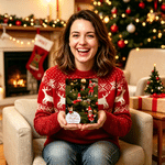 Personalised Christmas Theme Funny Elf Photos Greeting Card with Family Name and Year Christmas Gift for Family Friends