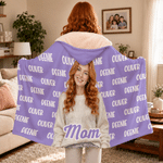 Personalized Oil Painting Style Photo Soft Hooded Blanket with Name and Title Daily Use Birthday Gift for Grandma Grandpa