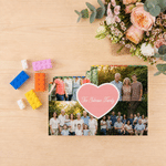 Gepersonaliseerde ABS-bouwsteenpuzzel met hartjespatroon voor 4 foto’s en tekst – kamerdecoratie, verjaardags- en kerstcadeau voor koppels en gezinnen