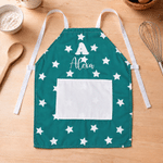Personalized Embroidered Checkered Stars Polka Dots Pocket Apron with Initial and Name Kitchen Birthday Gift for Kids Cooking Lovers