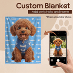 Personalized 3D-Effect Artwork Pet Photo Heart Print Soft Throw Blanket with Name  Home Decor Birthday Gift for Pet Owners Lovers