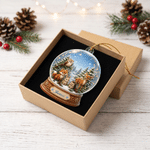 Personalised 3D-Effect Artwork Nordic Animals Crystal Ball Shaped Acrylic Ornament with Name Home Decor Christmas Gift for Newborns New Parents