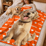 Personalized 3D-Effect Artwork Pet Photo Heart Print Soft Throw Blanket with Name  Home Decor Birthday Gift for Pet Owners Lovers