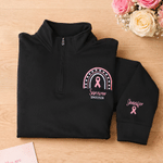 Personalised Embroidery Pink Ribbon T-shirt Sweatshirt Hoodie with Title and Text Cancer Recovery Gift for Breast Cancer Survivor