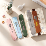 Personalized Birth Flower PU Leather Pen Cover Bookmark with Name Reading Souvenir Birthday Gift for Book Lovers Bookworms