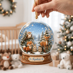 Personalised 3D-Effect Artwork Nordic Animals Crystal Ball Shaped Acrylic Ornament with Name Home Decor Christmas Gift for Newborns New Parents