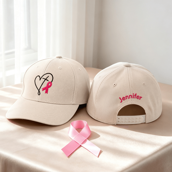 Personalized Pink Ribbon Faith Embroidered 100% Cotton Baseball Cap with Name Breast Cancer Awareness Gift for Survivor Caregiver