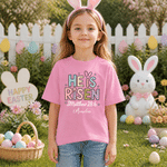 Personalized Colourful He is Risen Kid Adult T-shirt with Name Easter Day Church Gift for Family Toddlers Kids