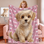 Personalized 3D-Effect Artwork Pet Photo Heart Print Soft Throw Blanket with Name  Home Decor Birthday Gift for Pet Owners Lovers