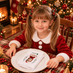 Personalised 3D-Effect Art Photo Holly Reindeer 100% Cotton Christmas Napkin with Name Table Decor Christmas Gift for Kids Family Friends